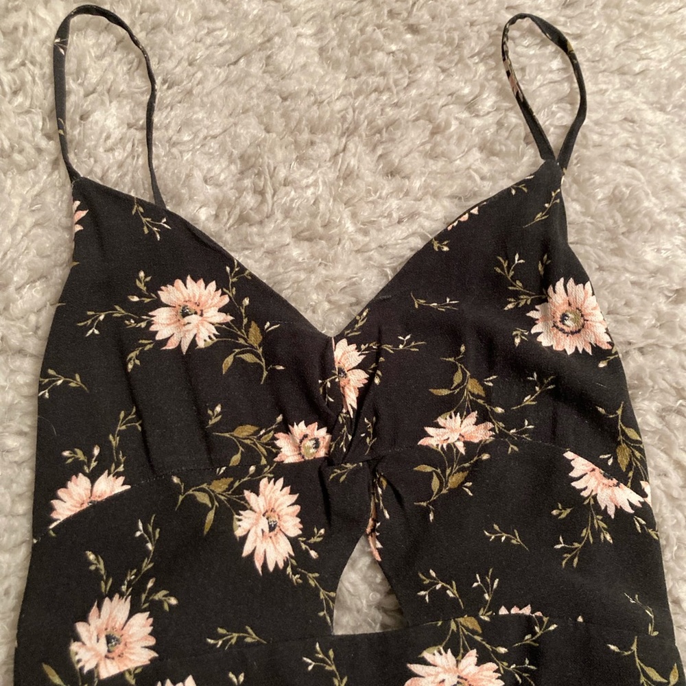 Black floral jumpsuit